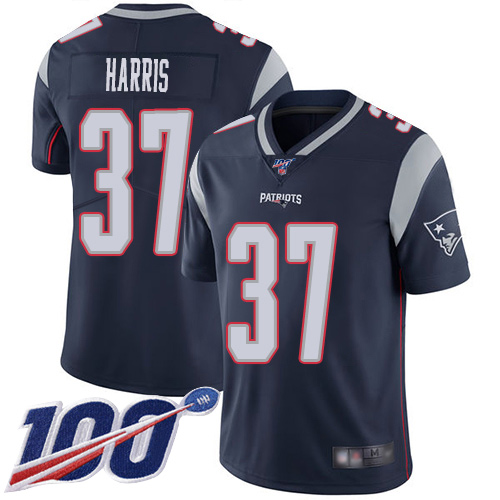 New England Patriots Football #37 100th Season Limited Navy Blue Men Damien Harris Home NFL Jersey->women nfl jersey->Women Jersey